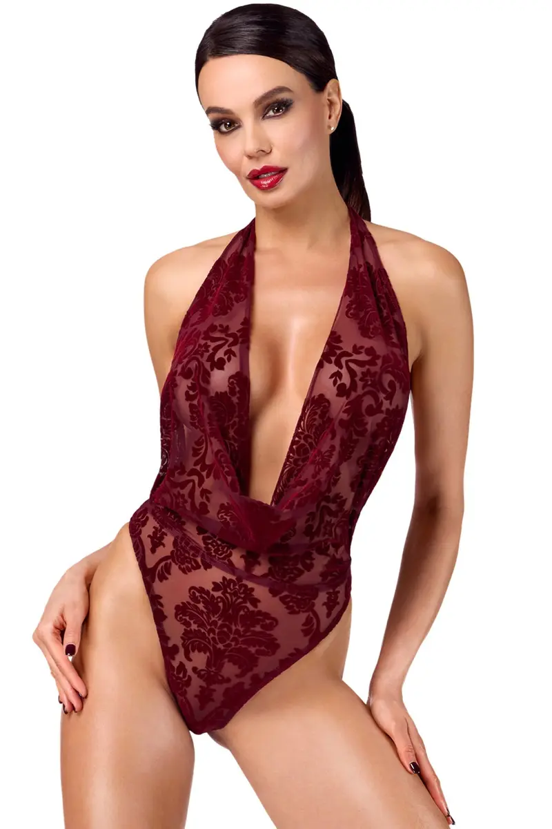 F386 Kink Royal cascade bodysuit red